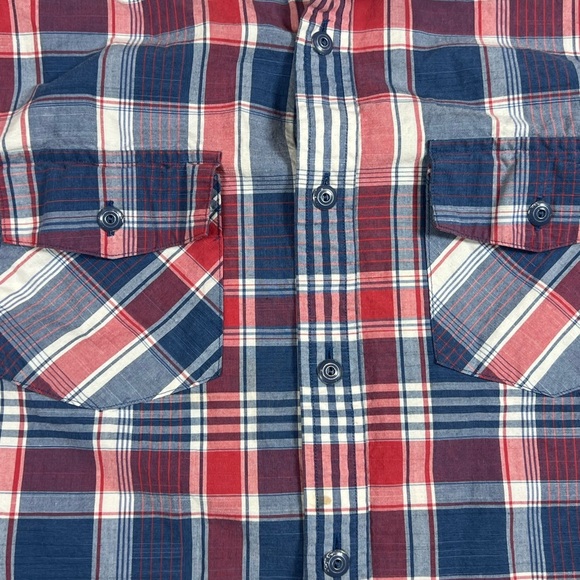 Men's Brooks Brothers Large Extra Slim Red and Blue Plaid Shirt - Picture 7 of 10